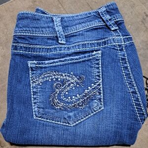 Silver Jeans Dark Blue Embroidered Denim